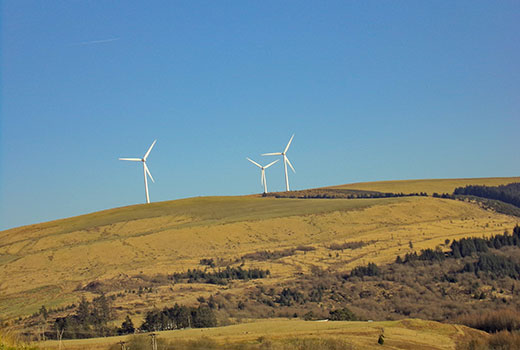 Wind turbines on hill