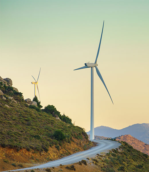 Hillside wind turbine