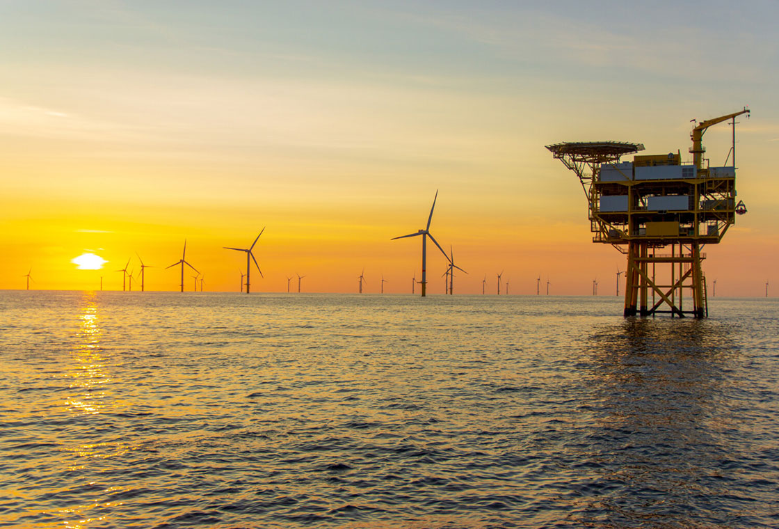 Offshore wind farm near platform